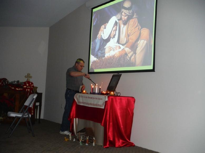 Jay lights the Christ candle!